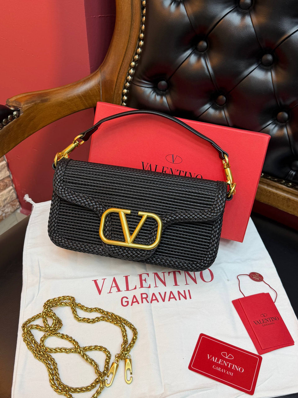 Valentino Garavani Alltime Woven Leather Top Handle Bag