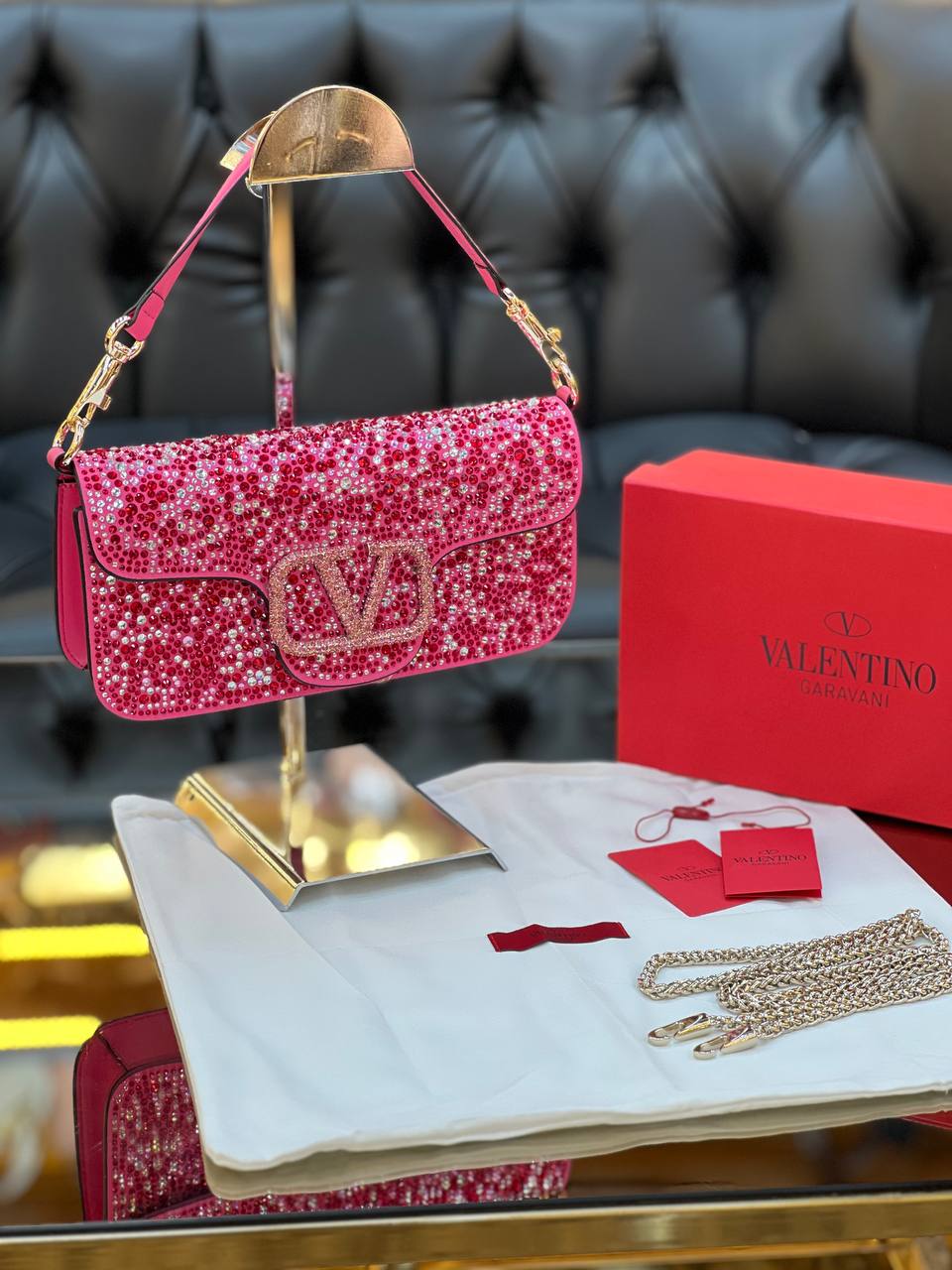Valentino Garavani Locò Shoulder Bag With Rhinestones