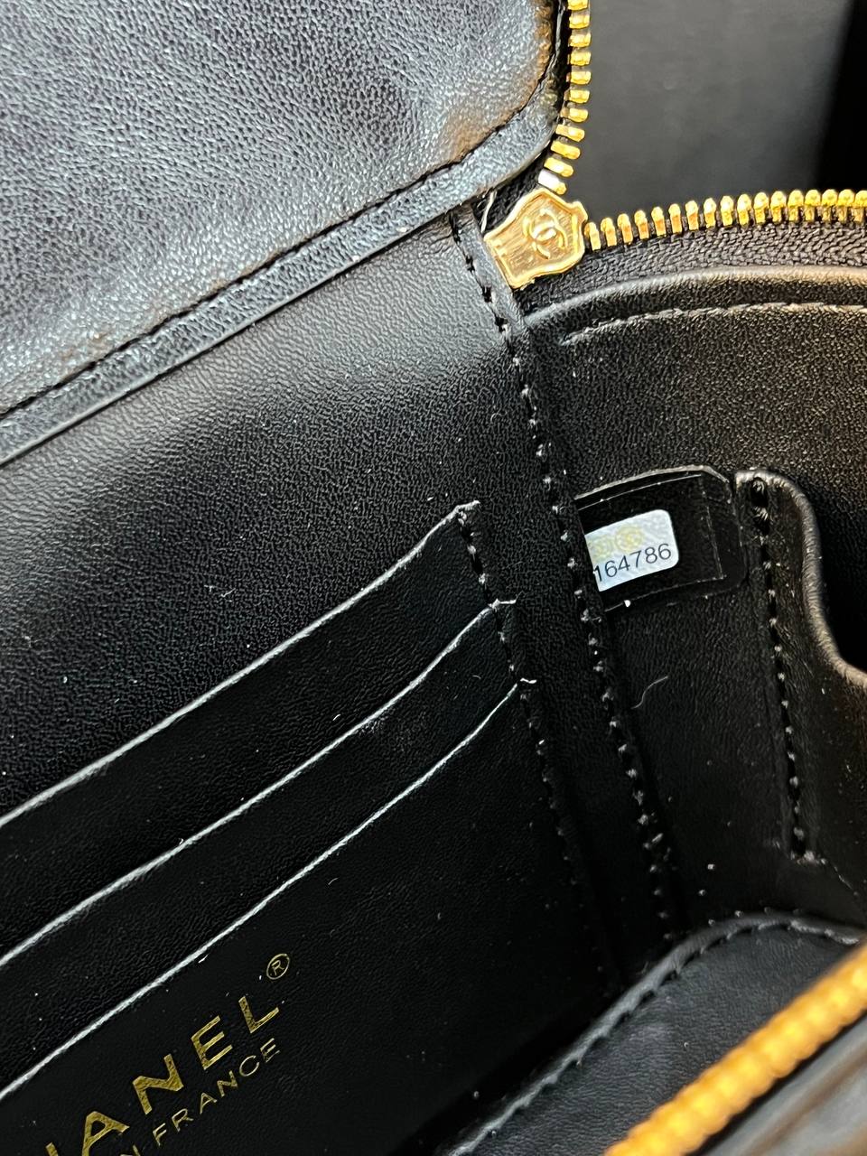 Chanel Lambskin Quilted Vanity Case with Top Handle