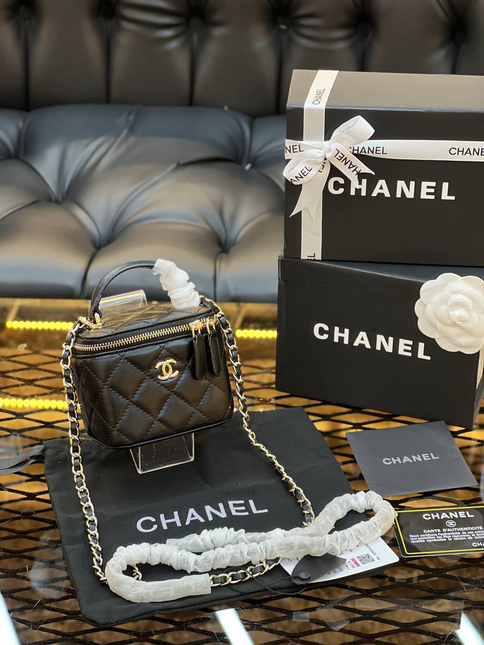 Chanel Lambskin Quilted Top Handle