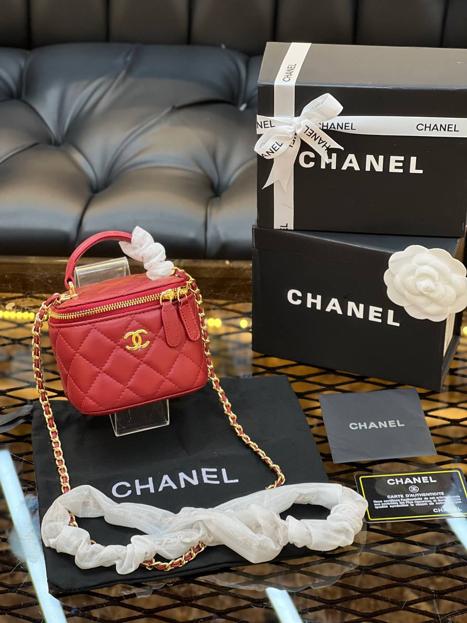 Chanel Lambskin Quilted Top Handle