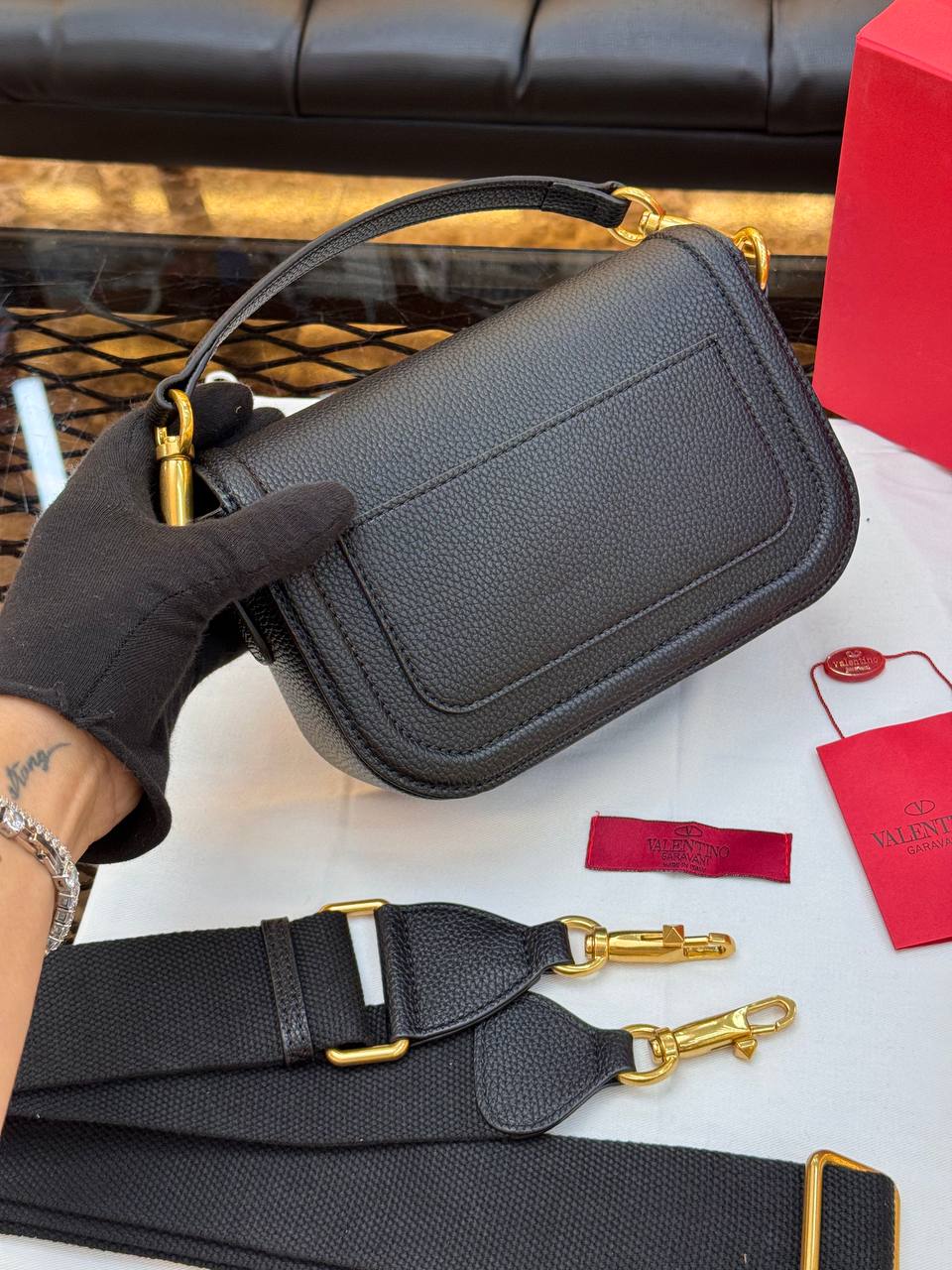 Valentino Garavani Alltime Shoulder Bag in Grainy Calfskin