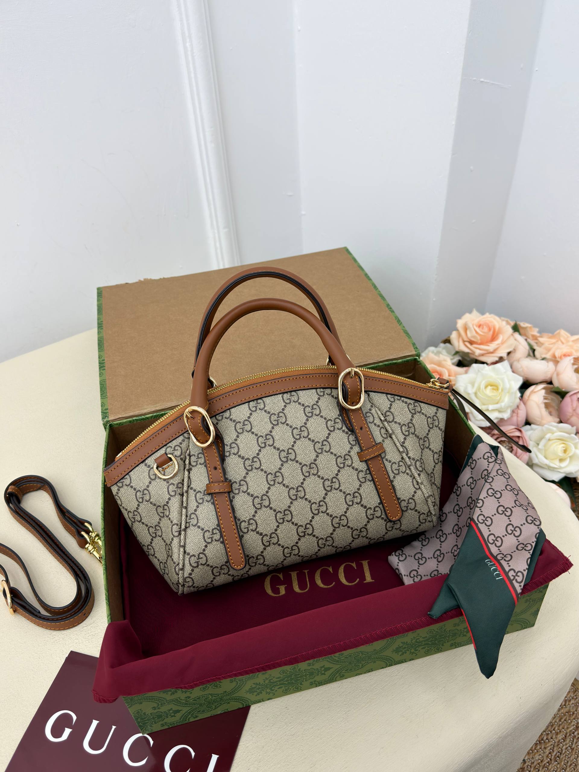 Gucci GG Emblem Top Handle Bag