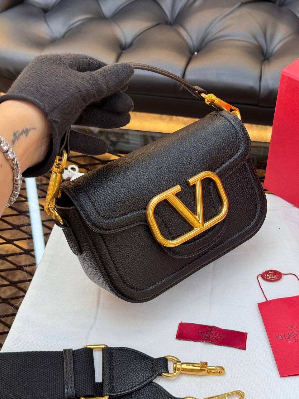 Valentino Garavani Alltime Shoulder Bag in Grainy Calfskin