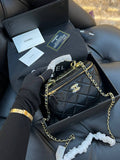 Chanel Lambskin Quilted Vanity Case with Top Handle