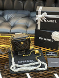 Chanel Lambskin Quilted Mini Vanity Case with Adjustable Pearl Chain