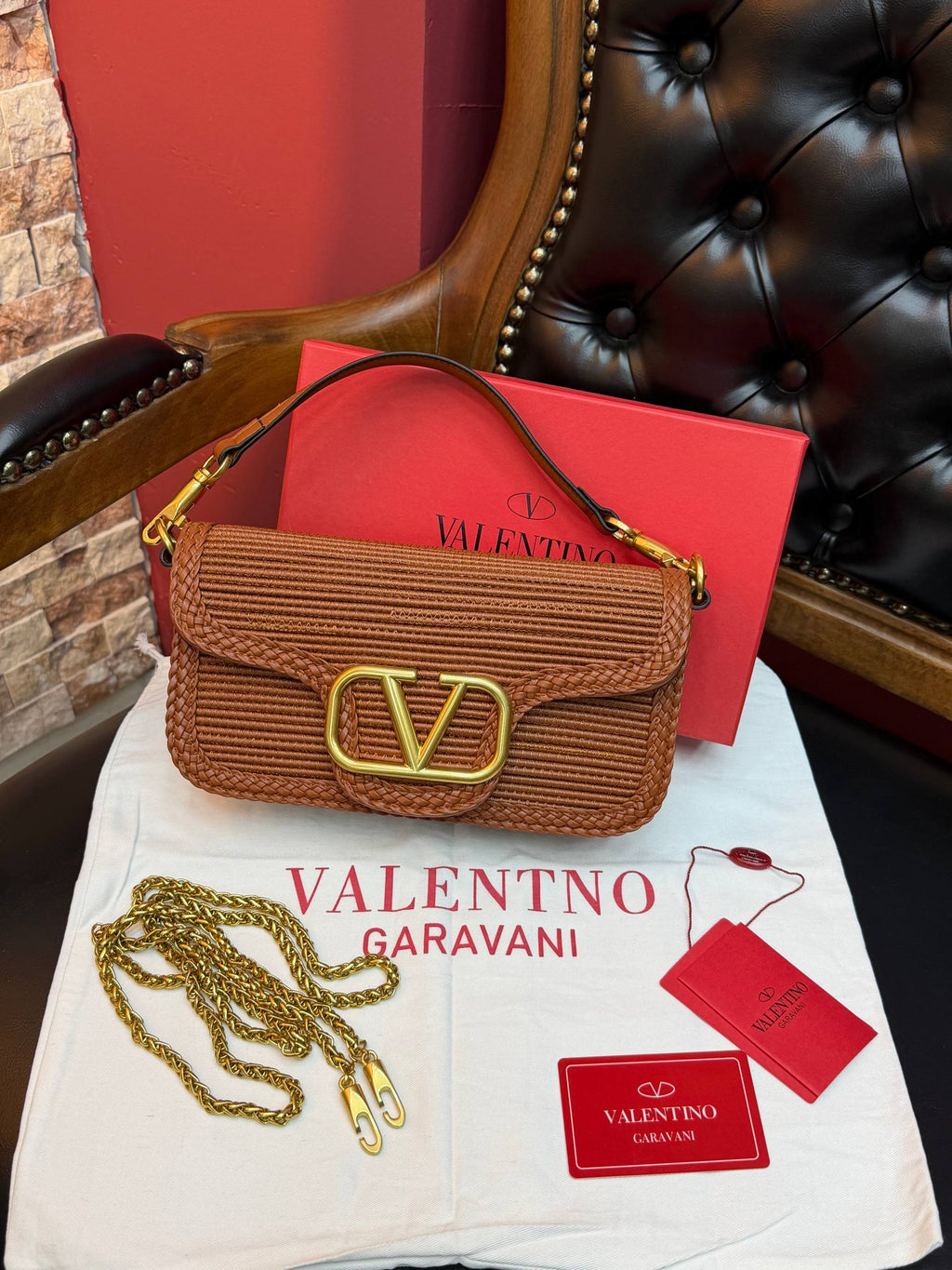 Valentino Garavani Alltime Woven Leather Top Handle Bag