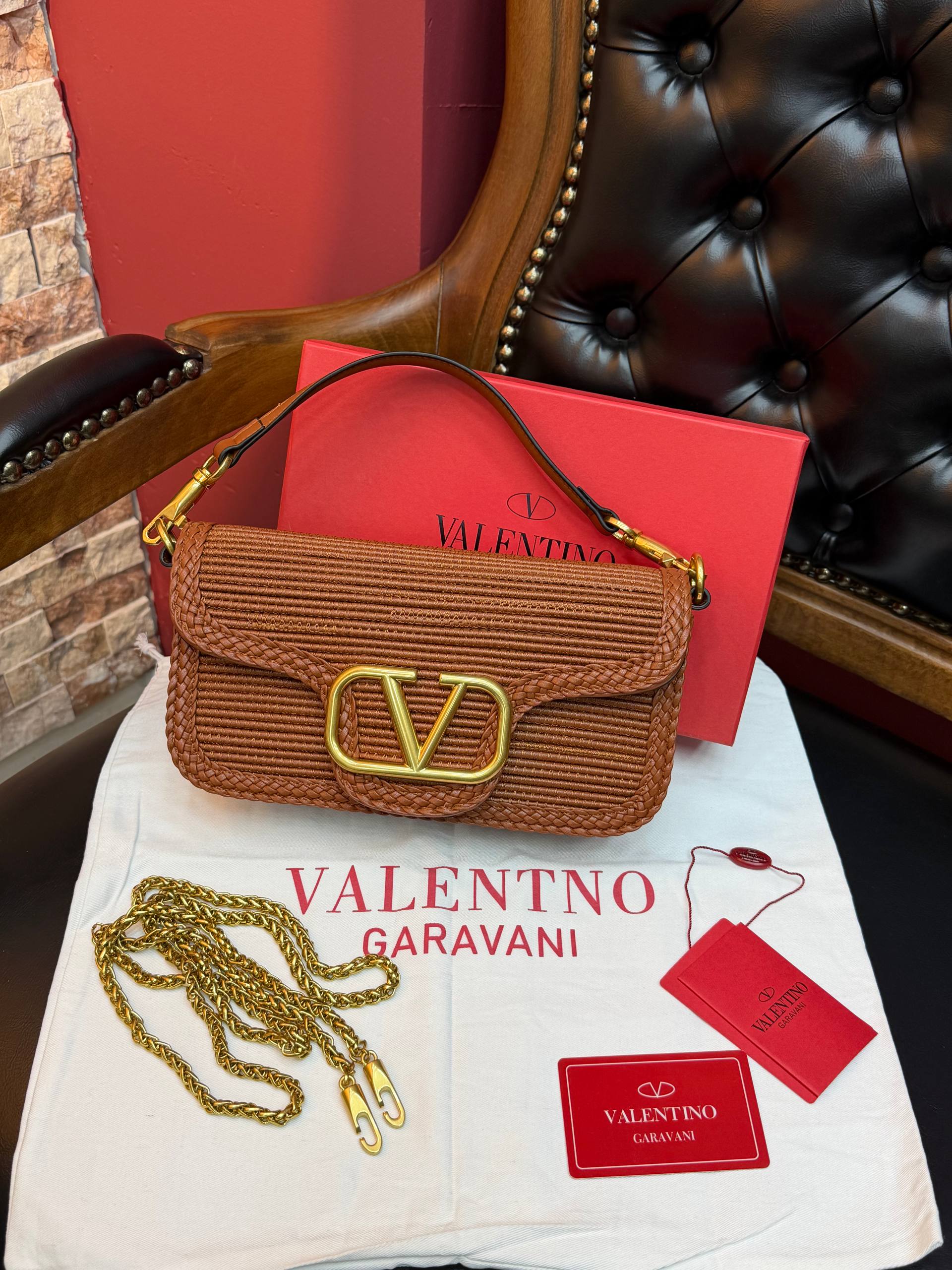 Valentino Garavani Alltime Woven Leather Top Handle Bag