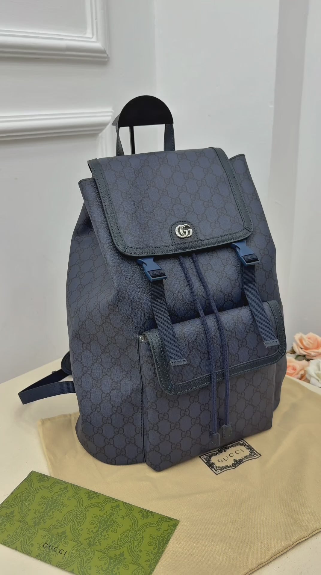 Gucci Ophidia Large GG Backpack Blue/Black
