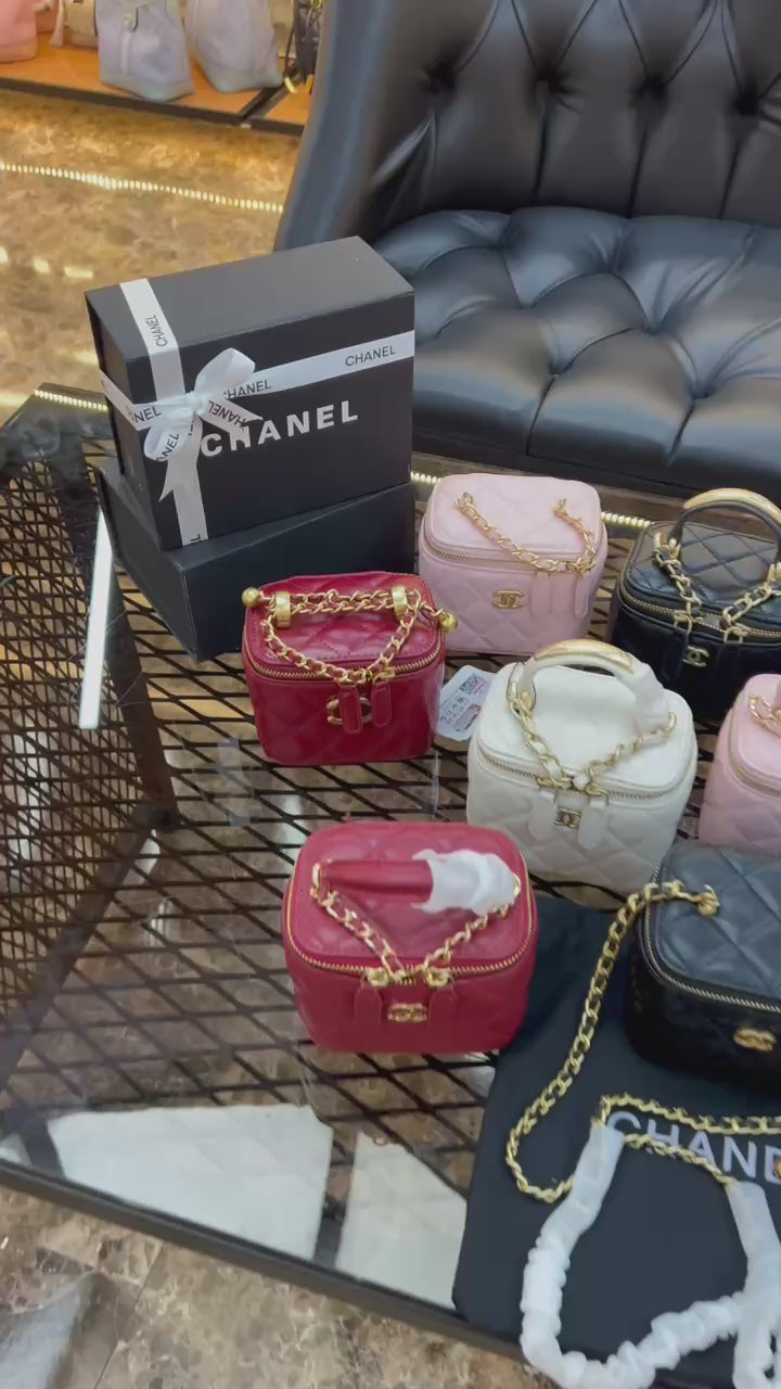 Chanel Lambskin Quilted Top Handle