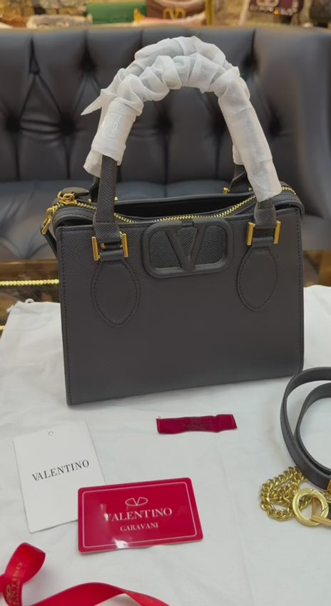 Valentino Garavani VLogo Signature Grained Leather Tote Bag